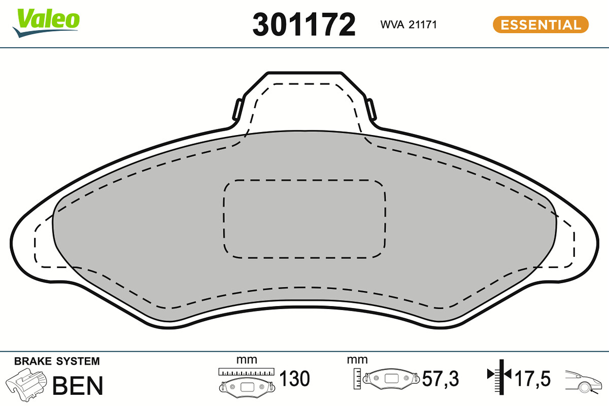 Jeu de 4 plaquettes de frein VALEO ref. 301172